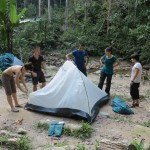 Setting up tents