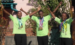 Cindy (centre) with Bongi (left) and Sihle (right)